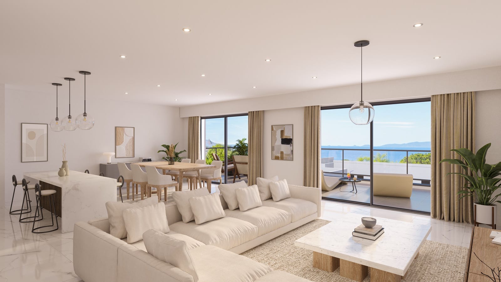 Intérieur lumineux d'un appartement neuf T2/T3 à Terra Mare, Porticcio